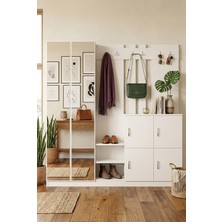 Robin Home Nova Aynalı Vestiyer Portmanto Ayakkabılık Beyaz