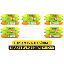 Urfakent Nerox Magic Sihirli Sünger 3'lü 5 Paket Toplam 15 Adet Çok Amaçlı Temizlik Süngeri Mutfak Bulaşık Banyo Temizlik Süngeri