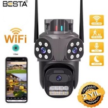 Urfakent Dış Mekan Üç Kameralı Gece Görüşlü Full Hd Ip Akıllı Güvenlik Kamerası Ptz Güvenlik Kamerası BB-1735