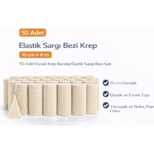 Urfakent Elastik Sargı Bezi Krep 15 cm x 4 M 50 Adet Esnek Krep Bandaj Elastik Sargı Bezi Seti