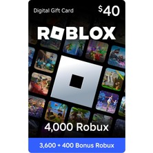 Roblox Gift Card - 4000 Robux (Eur Eksiksik Tam Yüklenir)