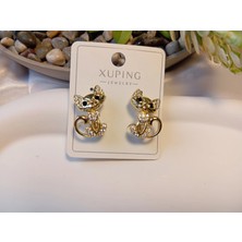 Xuping Jewelry Xupıng 1,5 cm Taşlı Altın Kaplama Kedi Figürlü Küpe – Euro Aksesuar