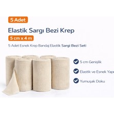 Urfakent Elastik Sargı Bezi Krep 5 cm x 4 M 5 Adet Esnek Krep Bandaj Elastik Sargı Bezi Seti