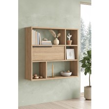 Robin Home Mutfak Salon Duvar Rafı Kitaplık 90CM Kapaklı Beyaz