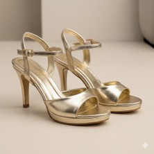 Kindep (Erbay) Tek Bant Topuklu Kadın Ayakkabı Altın