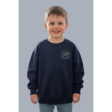 Evavi Erkek Çocuk Dinazor Baskılı Bisiklet Yaka Sweatshirt