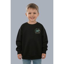 Evavi Erkek Çocuk Dinazor Baskılı Bisiklet Yaka Sweatshirt