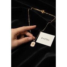 Rafiel Minimalist Zirkon Taşlı Işıltı Kolye Yıldız Figürlü Baget Plaka Çelik Zincir Kolye - 44 cm Kolye