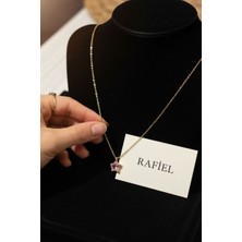 Rafiel Pembe Taşlı Yıldız Kolye - Çelik Ince Zincir Kolye - 44 cm Kolye