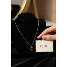 Rafiel Rafıel  Kırmızı Kiraz Figürlü Minimalist Çelik Kolye - 44 cm Kolye