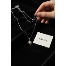 Rafiel Incili Güneş Çelik Zincir Kolye - Işıltılı Minimalist Zincir Kolye - 44 cm Kolye