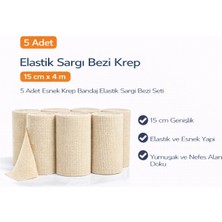 Elastik Sargı Bezi Krep 15 cm x 4 M 5 Adet Esnek Krep Bandaj Elastik Sargı Bezi Seti