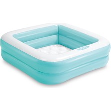 Depomiks Intex Şişme Tabanlı Bebek Havuzu - Mini Kare Bebek ve Çocuk Havuzu 86X86X25 cm - Yumuşak Tabanlı Konforlu Havuz