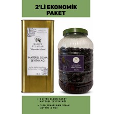 Bahçe Piladar Ekonomik Paket 1 – Olgun Hasat Natürel Sızma Zeytinyağı 5 Lt Teneke  + Yuvarlama Siyah Zeytin 3 kg