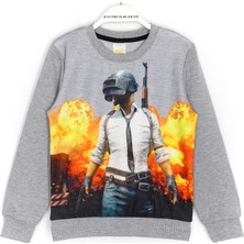Pubg Erkek Çocuk Pubg Mobile Oyun Baskılı Mevsimlik Uzun Kollu Basic Sweatshirt Gri 001-0001676