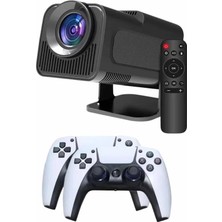 Çift Kollu Game Box Projeksiyon Cihazı Kumandalı Android Tv Dahili Hoparlör