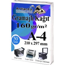Artlantis A4 Gramajlı Fotokopi Kağıdı 50 Adet 160 gr Sertifika Kağıdı Kalın Kağıt Baskı Tüm Yazıcılara Uyumlu 21X29.7CM Ofis Büro