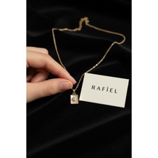 Rafiel Güneş Sembollü Dikdörtgen Plaka Çelik Zincir Kolye - 44 cm Kolye