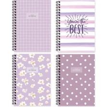 Keskin Color Keskin A6 Çizgili Kare Model Lila Defter - 4'lü Set