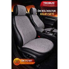 Fiat Murat 124 1971-1977 Uyumlu Örme Koltuk Kılıfı Minder Gri Trobus 2'li Ön Koltuk Set