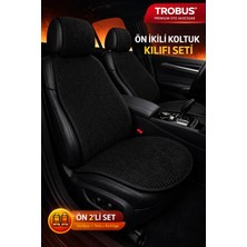 Bmw 6 Serisi E63 Coupe 2004-2011 Uyumlu Örme Koltuk Kılıfı Minder Siyah Trobus 2'li Ön Koltuk Set