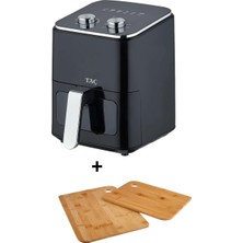 Taç Power Xl Air Fryer Sıcak Hava Fritözü Siyah 5.5 Litre Geniş Kapasite 1700W Yağsız Pişirme Teknolojisi + Hediye Ahşap Mutfak Kesme Tahtası
