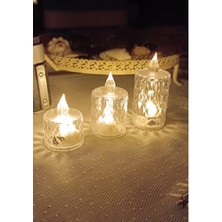 C&On Design 3 Lü LED Mum Pilli Mum Dekoratif Mum