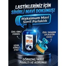 Ceramicar Custom Mavi Simli Jel Lastik Parlatıcı 500ML + Özel Mavi Uygulama Aplikatörü - Ultra Parlaklık ve Koruma