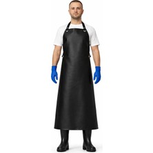 Bekiz Suni Deri Şef Bulaşık Mutfak Önlüğü Siyah