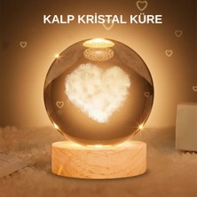 Kalpli Işıklı Cam Küre Ahşap Standlı Dekoratif Gece Lambası ARLSTRTCH-TKND2255