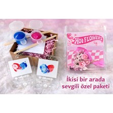 C&On Design Sevgililer Günü Hediye Hot Flowers + Parmak Izi Anahtarlık Özel Set 2 Li