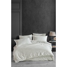 Colezium Çizgili Saten Nev Takımı Çift Kişilik Ekru