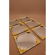 Chef Taste Jasmin Kare Model 4 Kenarı Çiçek Aksesuarlı 6 Lı Takım Kahve ve Çok Amaçlı Sunum Tepsisi