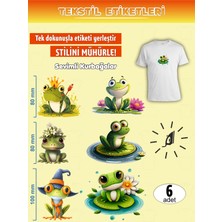 Agg Reklam Ütü ile Yapışan Kıyafet Etiketi Sevimli Kurbağalar 6lı Set