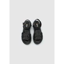 Kiddo Siyah Kız Çocuk Düz Sandalet