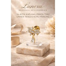 Begonia Accessories 316L Cerrahi Çelik Altın Kaplama Kararmaz Alerji Yapmaz Zirkon Taş Figür Unisex Tragus Küpe Piercing