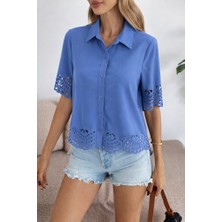 Barış Beauty Kadın Kısa Kollu Yakalı Önden Düğmeli Dubai Gömlek Bluz