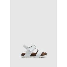 Kiddo Beyaz Deri Erkek Çocuk Düz Sandalet