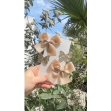 Toka Perisi Clara Kurdele Glitter Kelebekli Klips Toka Seti( 5/3 cm Metal Toka)