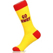 Bidigago Go Away Yazılı Sarı Kırmızı Unisex Çorap