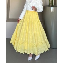 Modamorfo Fisto Işlemeli Katlamalı Etek -Sarı