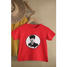 Ontunew 23 Nisan Baskılı Bisiklet Yaka Pamuklu Kısa Kollu Erkek ve Kız Çocuk Tişört