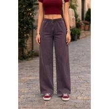Cedy Denim Cedy Denım- Likralı Kumaş  Cepsiz Beli Lastikli Palazzo Pantolon  C640