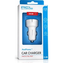 Acl Araç Içi Şarj Soketi Çift USB 2.4A Hızlı Araç Şarj Adaptörü 12V/24V Uyumlu