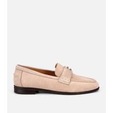 Hotiç 01AYH321300A310 KADIN Süet Deri Bej Toka Detaylı Klasik Loafer