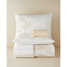English Home Garden Toile Pamuk Çift Kişilik Nevresim Takımı 200X220 cm Bej