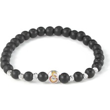 Gs Store Galatasaray Doğal Taş Çelik Logo Bileklik U252268