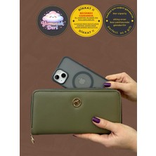 Shiny Ever Kadın Cüzdan Büyükboy Telefon Bölmeli Yeşil Gold Detaylı Suni Deri Hediye Seçeneği