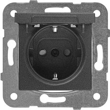 Siyah Kapakli Toprakli Priz Mekanizma+Düğme Kapak Çabuk Bağlanti Çarpma Karşıtı Çocuk Korumalı