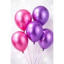 Gemar Balon Karışık Renkli Krom Balon 25ADET.PEMBE,MOR.